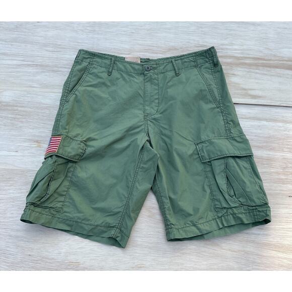 Denim & Supply by Ralph Lauren Army Green Solid Button‎ Zip Cargo Shorts Mens 34 - Picture 1 of 8
